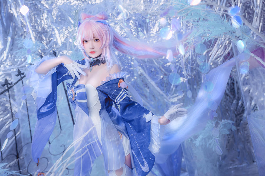 水淼aqua- 珊瑚宫心海，精品原神cos作品赏析-呆呆萌妹